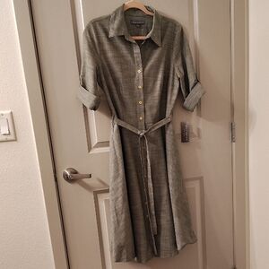 Sharagano Olive Midi Shirt Dress